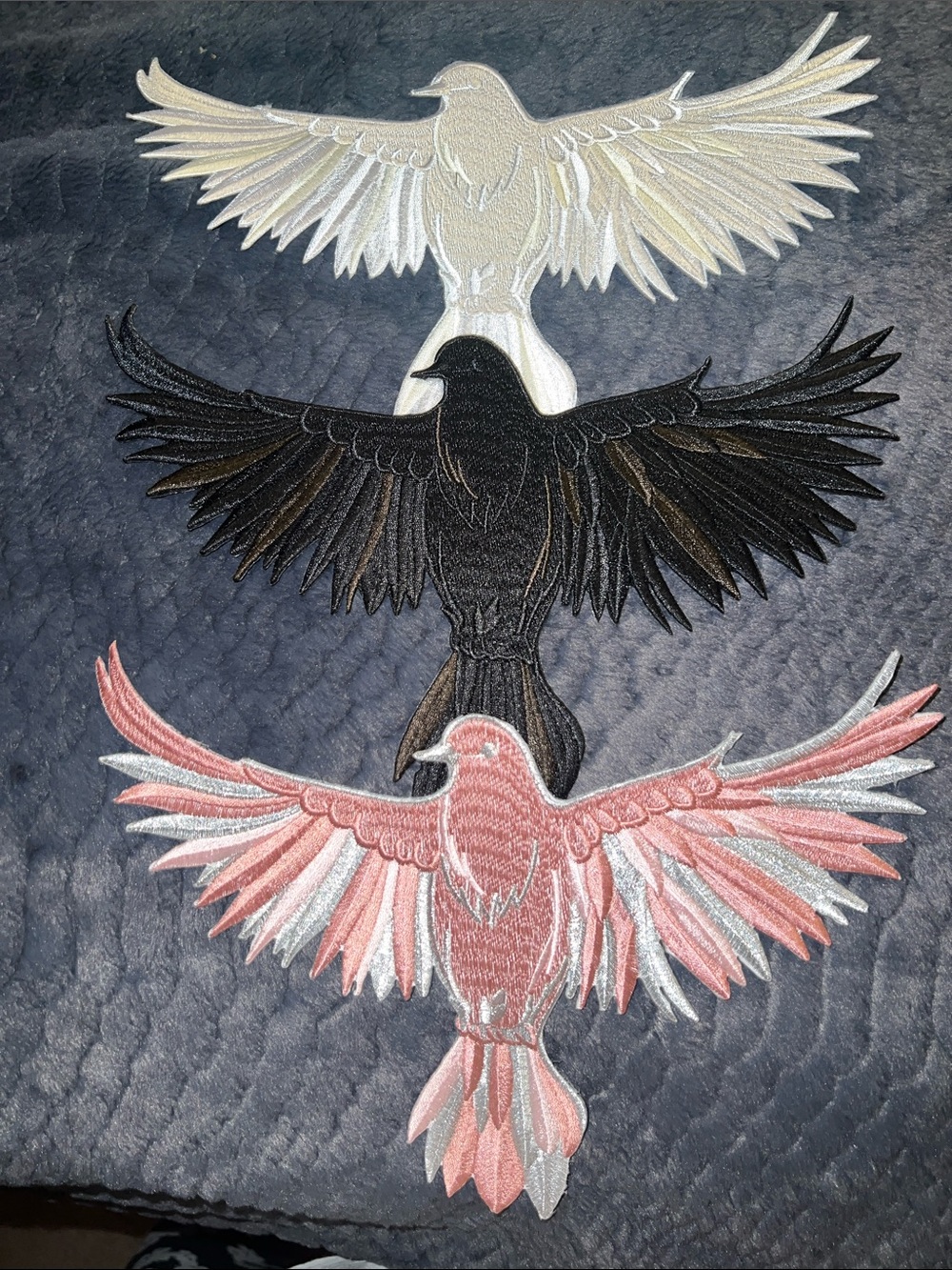 White, Black, Pink Bird Applique Patch - Decorative Pet Bird Accent (Set of 9)